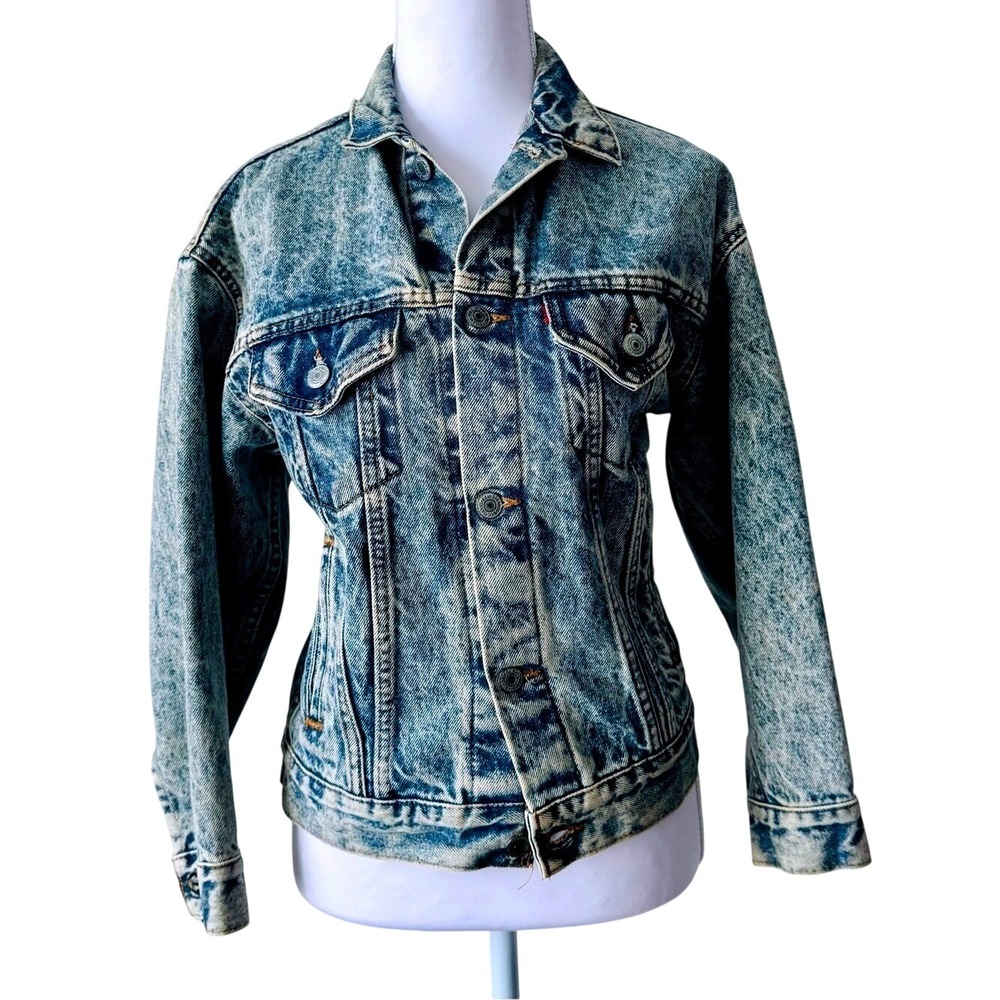 Levi's Denim Jacket Unisex‎ Medium Blue Vintage 80s 90s Acid Wash